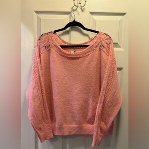 American Eagle Outfitters Pink Open-Stitch Sweater